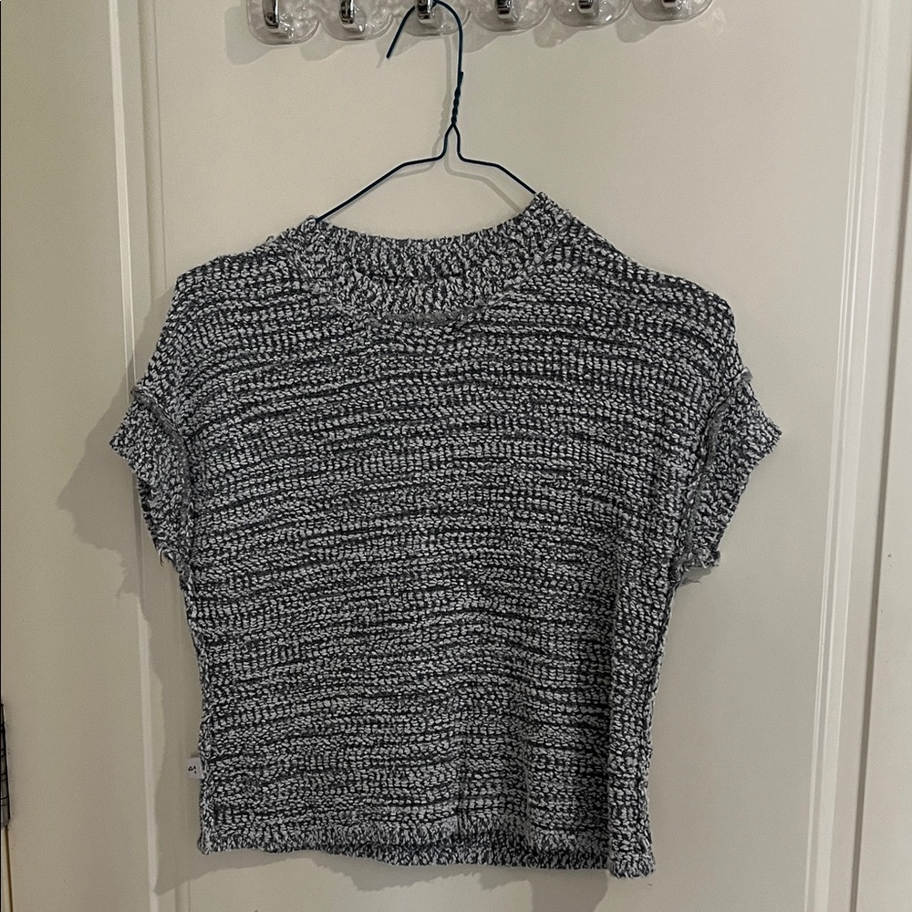 Black & White Marled Short-Sleeve Knit Top